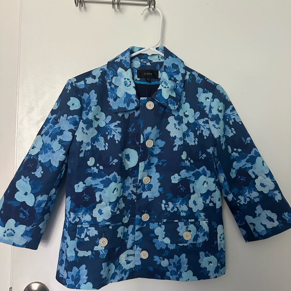 J. Crew Blue Floral Jacket and Pants Set